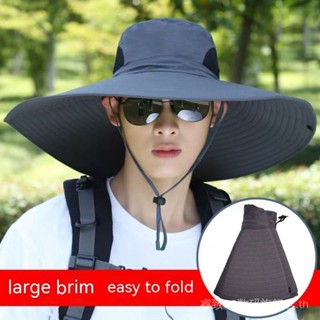 Hat mens summer large brim fishing cap UV protection fishermans hat sun protection outdoor sun hat cool hat SUTU