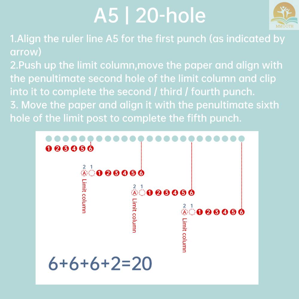 Kw-trio เครื่องเจาะรูกระดาษ ขนาดเล็ก 6 รู รองรับรู 20 26 30 รู รูรับแสง 5.5 มม. สําหรับสมุดไดอารี่ ปฏิทิน A4 A5 B5 - รูปที่ 2