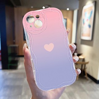 ไล่ระดับสีม่วงสีชมพูหัวใจรัก เเคสโทรศัพท์ Compatible for iPhone 11 14 13 12 15 Pro Max 7 8 14 15 Plus XR XS Max SE