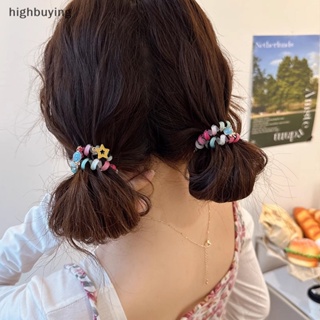 [highbuying] ยางมัดผมหางม้า แบบเกลียว สีแคนดี้ เครื่องประดับผม สําหรับเด็กผู้หญิง