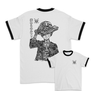 Partyprintstore เสื้อยืด พิมพ์ลายอนิเมะ One Piece Luffy BW V2 12 3/4