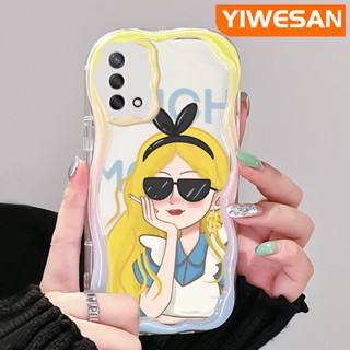 เคสโทรศัพท์มือถือ ซิลิโคนใส กันกระแทก ลายการ์ตูนเด็กผู้หญิงรวย ขอบคลื่น สีครีม สําหรับ OPPO A74 4G A95 4G F19 F19S Reno 6 Lite