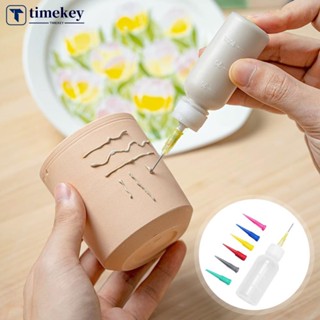 Timekey ขวดบีบโคลนเครื่องปั้นดินเผา เซรามิค ขนาด 50 มล. พร้อมหัวฉีด DIY D5T5