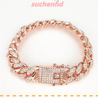 Suchenhd สร้อยข้อมือ ประดับเพชร หรูหรา แวววาว ฮิปฮอป