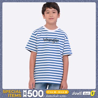 WRANGLER KIDS เสื้อยืดแขนสั้นเด็กผู้ชาย/เด็กผู้หญิง ทรง REGULAR รุ่น WK SC23UTSSC05 สีฟ้า