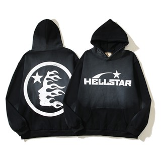 Fashion Hellstar เสื้อกันหนาวลําลอง แขนยาว มีฮู้ด พิมพ์ลายรอยแตก สําหรับผู้ชาย และผู้หญิง