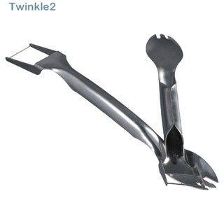 Twinkle 3-In-1 ส้อมสเตนเลส 3-In-1 ปลอดภัย สําหรับตัดแตงโม ผลไม้ แตงโม ล้างจาน ตั้งแคมป์ 2 ชิ้น