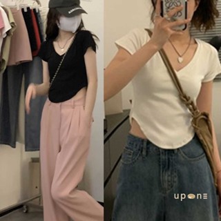 เสื้อครอปสีเรียบๆ พร้อมส่ง เสื้อยืดครอปเเขนสั้น