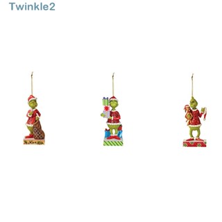 Twinkle จี้ฟิกเกอร์อะคริลิค รูป Merry Christmas Grinch สําหรับแขวนตกแต่งต้นคริสต์มาส ปาร์ตี้ 3 ชิ้น