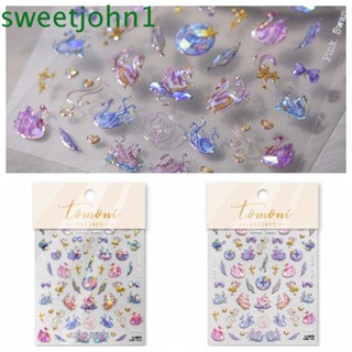 Sweetjohn สติกเกอร์ตกแต่งเล็บ รูปหงส์ สีหวาน DIY