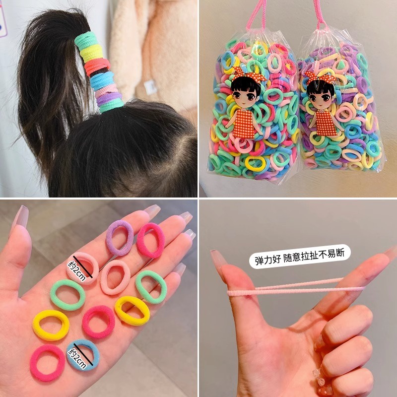 100 ชิ้น ชุดยางรัดผม สําหรับเด็ก / ผู้หญิง แฟชั่นเกาหลี ที่เรียบง่าย ยืดหยุ่นสูง ยางรัดผม ไม่เจ็บผม เครื่องประดับผม