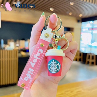 Vanes1 Starbucks พวงกุญแจ จี้รูปแก้วกาแฟ 3D สีชมพู สไตล์เกาหลี สําหรับเด็กผู้หญิง