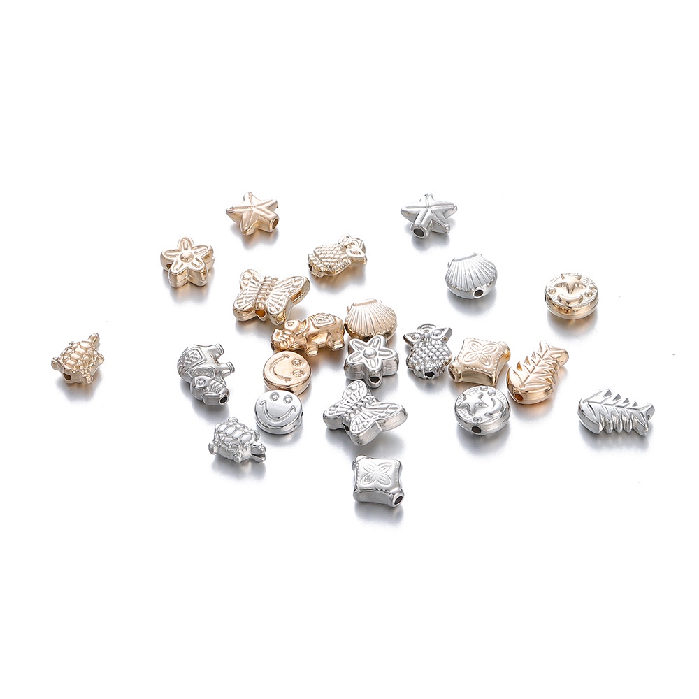 ลูกปัดพลาสติก CCB 50ชิ้น แบบต่างๆ ผีเสื้อ/หอย/เต่า/ช้าง/ดวงจันทร์/ดาวทะเล/กระดูกปลา/ยิ้ม สำหรับDIYสร้อยข้อมือ