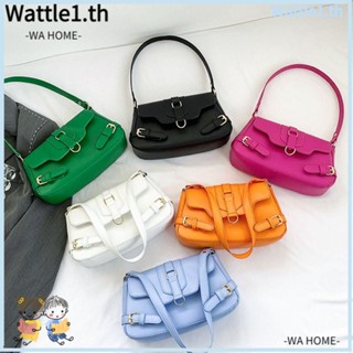 Wttle กระเป๋าสะพายไหล่ หนัง PU ขนาดเล็ก สีพื้น แฟชั่นสําหรับผู้หญิง