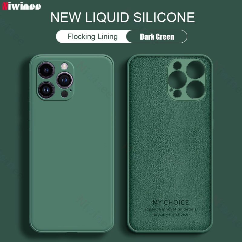 Niwinee ใหม่ เคสโทรศัพท์มือถือ ซิลิโคนนิ่ม ทรงสี่เหลี่ยม สีแคนดี้ สีเขียวเข้ม สําหรับ iPhone 15 14 13 12 11 XS Pro Max mini 7 8 6 6S Plus 2023 N00-T00