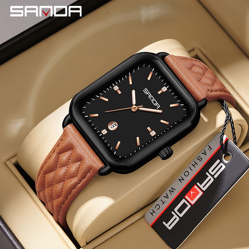 Sanda นาฬิกาข้อมือควอตซ์ ลําลอง ประดับเพชร หรูหรา สไตล์นักธุรกิจ สําหรับสตรี SD1