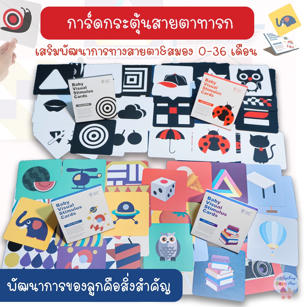 🇹🇭 การ์ดกระตุ้นพัฒนาการสายตาทารก  0-36 เดือน เพิ่มสมาธิ การ์ดขาวดำ ของเล่นเด็กฝึกการเรียนรู้ 0-36 เดือน (Flash Cards)