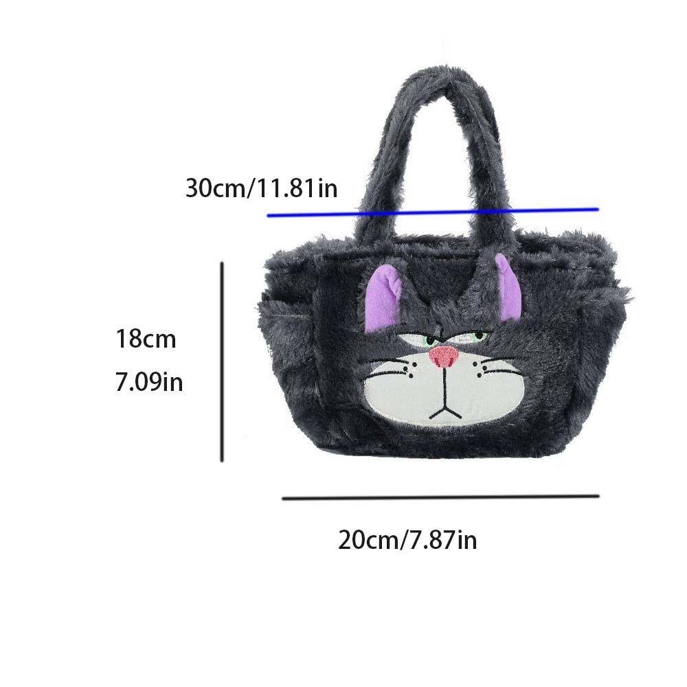 Fashionhubz กระเป๋าถือ Plush Stitch, Lucifer Cat การ์ตูน Tote Bag,น่ารักขนาดใหญ่ความจุถุงอาหารกลางวันแม่กระเป๋าสัตว์นาฬิกาข้อมือกระเป๋าเดินทาง
