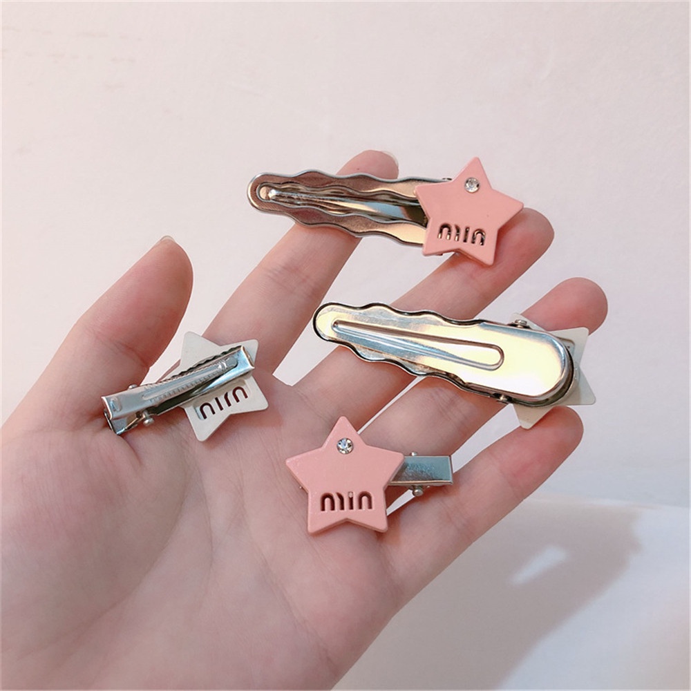 A HELLO GIRL Y2k กิ๊บติดผม ไม่ทิ้งร่องรอย สีเงิน สีเทา ไฮเอนด์ หรูหรา ดาว กิ๊บปากเป็ด หน้าม้า คลิปด้านข้าง