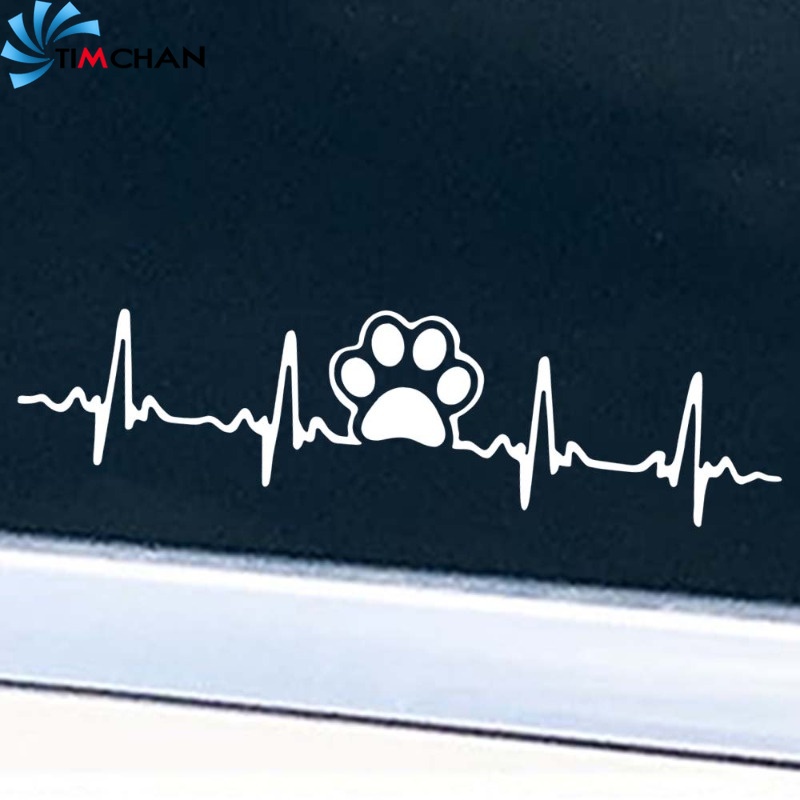 สติกเกอร์รอยขีดข่วนส่วนบุคคล PVC กันน้ํา / สติกเกอร์ตกแต่งตัวรถ แบบมีกาวในตัว / สติกเกอร์ติดรถ ลายกรงเล็บสุนัข หัวใจ เต้น / สติกเกอร์รอยเท้าสัตว์น่ารัก