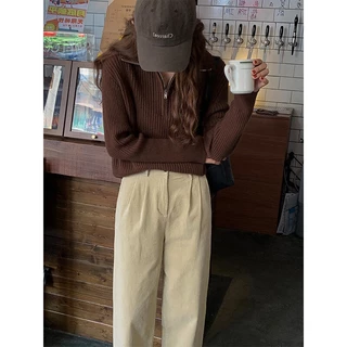 Gakki เสื้อสเวตเตอร์ถักทรงหลวมแขนยาวกันหนาวผู้หญิง ผ้านิ่มใส่สบาย ฟรีไซส์ พร้อมส่ง 1685#