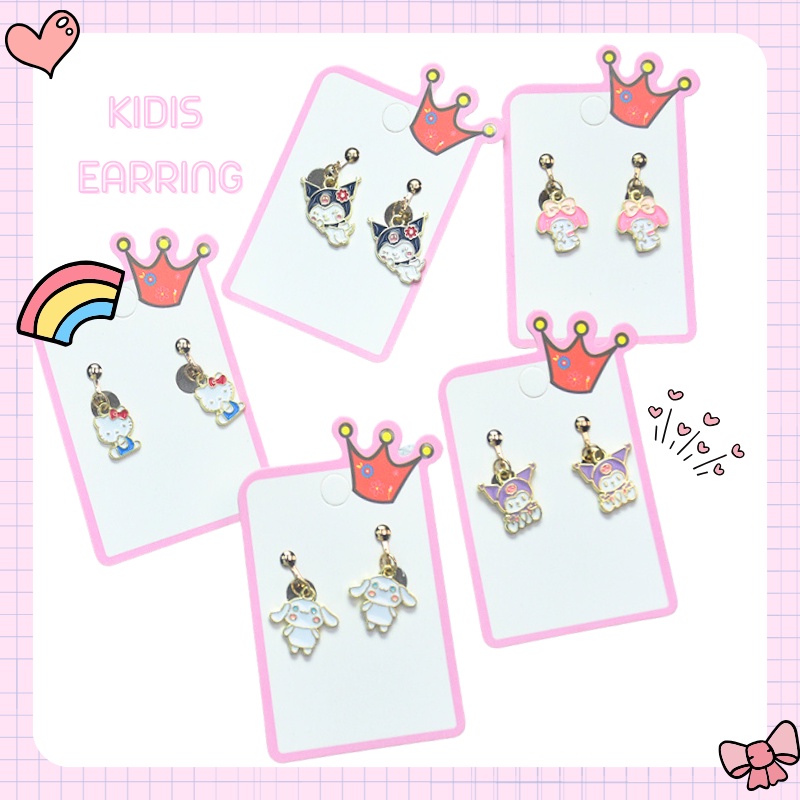 SANRIO เครื่องประดับแฟชั่น ต่างหูแบบหนีบ รูปการ์ตูนซานริโอ้น่ารัก กันเจ็บหู สําหรับเด็กผู้หญิง