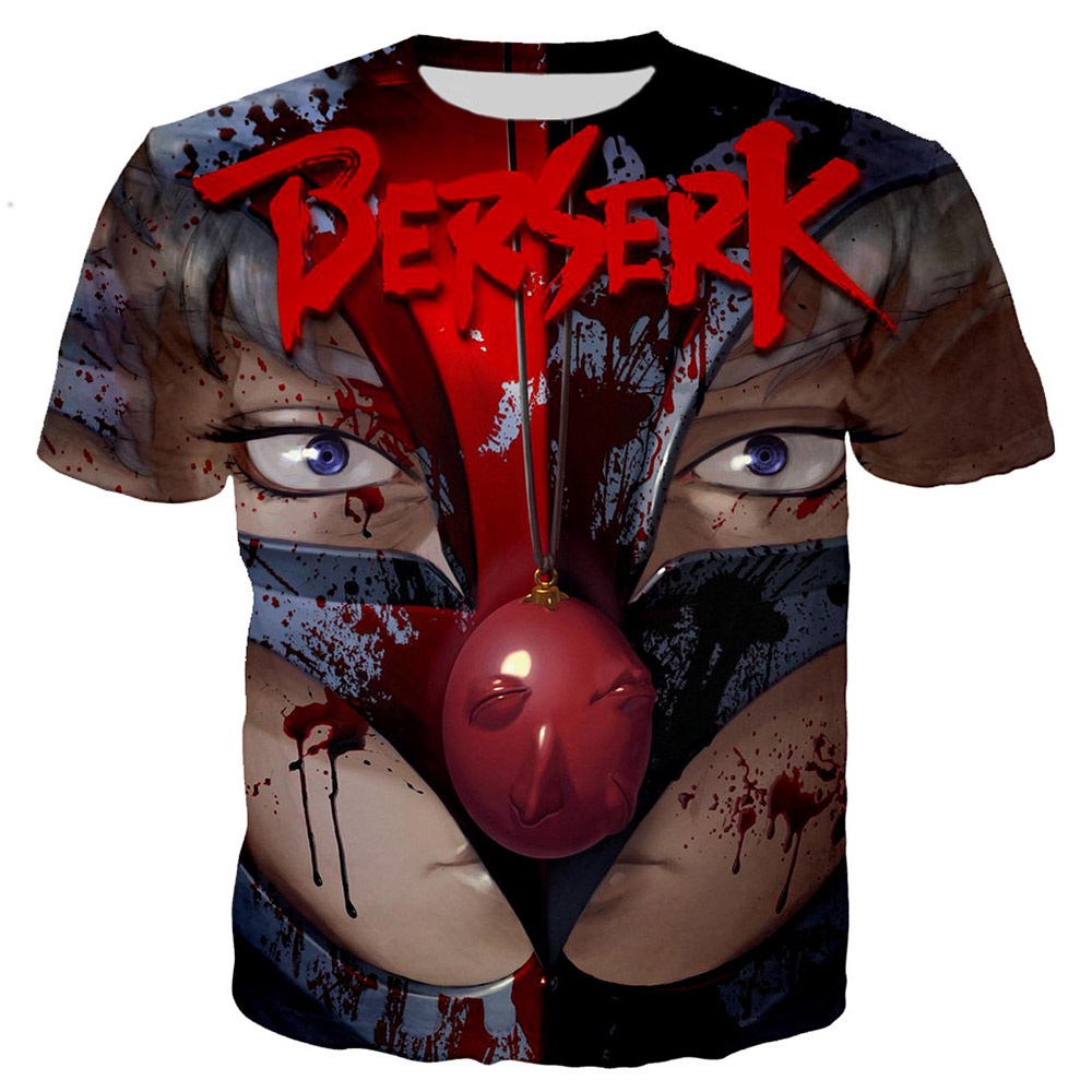 เสื้อยืดแขนสั้น พิมพ์ลายการ์ตูนอนิเมะ Berserk 3 มิติ ขนาดใหญ่ แฟชั่นฤดูร้อน สําหรับผู้ชาย และผู้หญิง