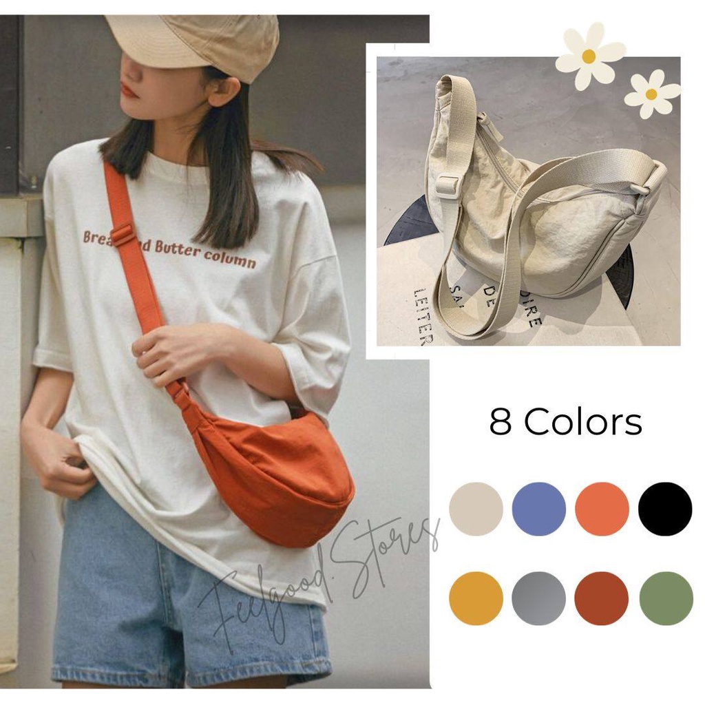 กระเป๋าสะพายผู้หญิง ทรงเกี๊ยว ผ้ายับ งานดี พร้อมส่ง มีทั้งหมด 8 สี