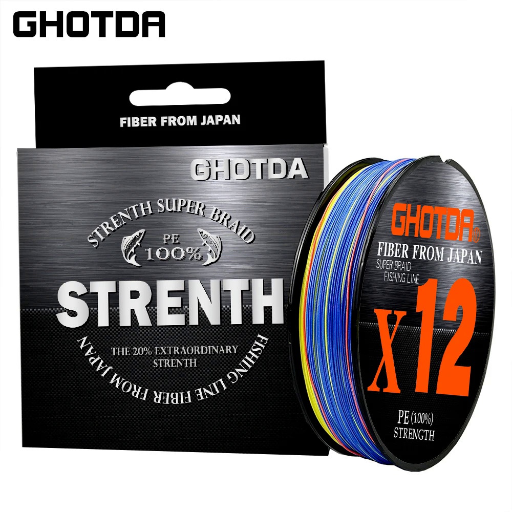 Ghotda สายเบ็ดตกปลา PE แบบถัก 100 ม. 0.6#-8.0# 12 เส้น