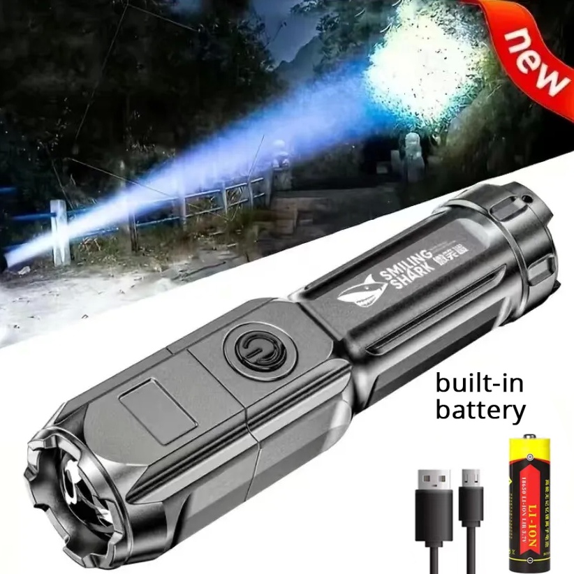 ไฟฉาย T6 LED กันน้ํา ไฟฉายยุทธวิธี ชาร์จ USB ซูมได้ โคมไฟสว่างพิเศษ สําหรับตั้งแคมป์ เดินป่า