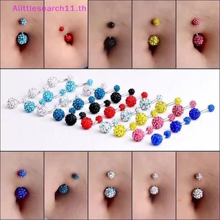 Alittlesearch11 1 ชิ้นคริสตัลปุ่มท้องแหวนสแตนเลสเพทายสะดือท้องน่ารักสะดือบาร์ TH