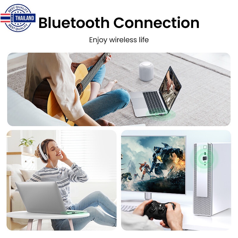 【Bluetooth】UGREEN Bluetooth 5.3 Dongle Adapter for PC Speaker Wireless Mouse Keyboard Model: 90225
