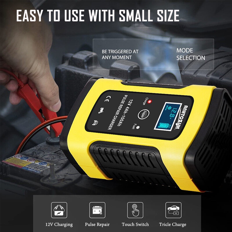 เครื่องชาร์จแบตเตอรี่ FOXSUR 1205D 12V 5A รถยนต์ มอเตอร์ไซค์ FBC1205D Pulse Repair 4-100ah เครื่องชา