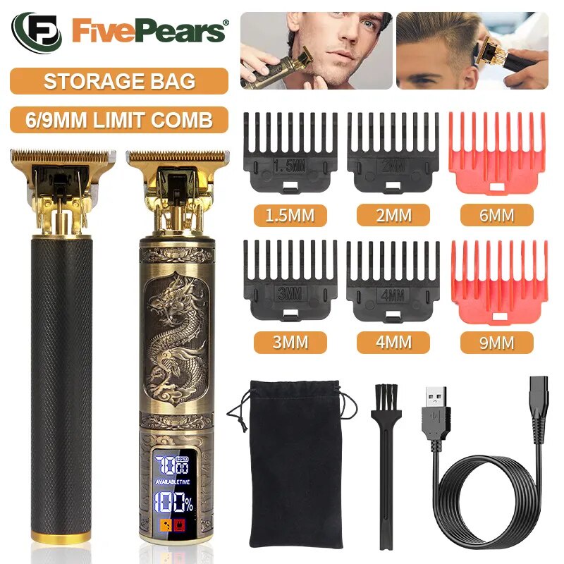 FivePears Professional Haircut Machine 0 mm,T9 Hair clipper/Vintage Beard Trimmer，Trimmer For Men/Ba