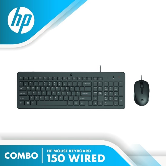 คีย์บอร์ดและเมาส์ HP 150 Combo แบบมีสาย USB การรับประกันอย่างเป็นทางการ HP INDONESIA