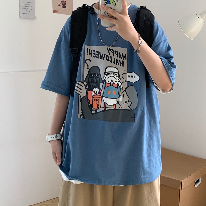 เมย์ a M-8XL150KG】พิมพ์ลายการ์ตูนลำลองสำหรับผู้ชายฮิปฮอปพลัสขนาด