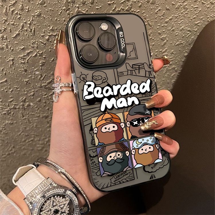 เคสไอโฟน 16/15/14/13/12/11 Pro max น่ารัก cute bearded brother Silver Matte mờ Compatible Case iPhone 11,12,13,14,15,16,11PM,12PM,13PM,14PM,15PM,16PM,X,XR,7/8+