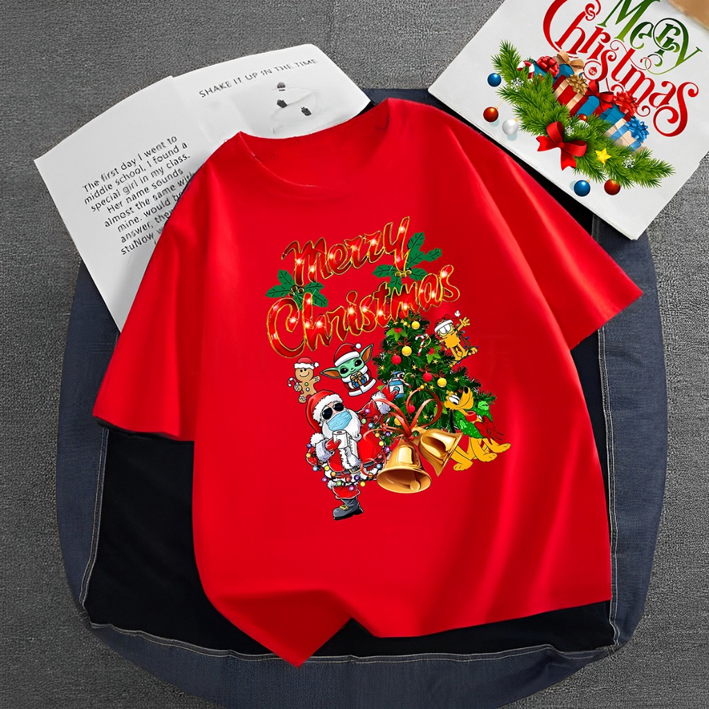 【NEW】เสื้อยืด Merry Christmas ซานตาคลอส พิมพ์ลาย ไม่จำกัดเพศ 4สี ขนาด S-5XL