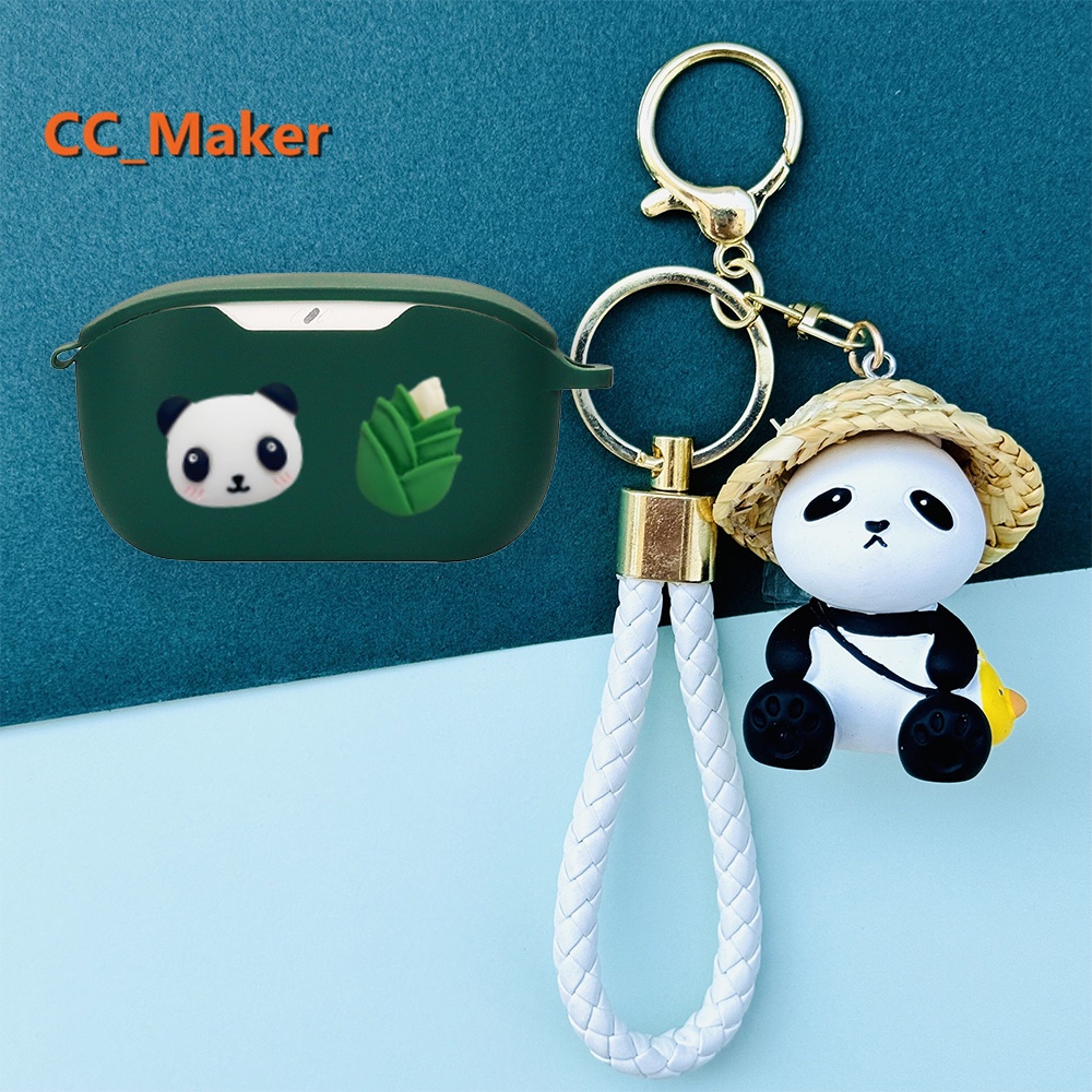 For JBL Wave Buds Case Cute Panda Keychain Pendant JBL Wave100 TWS Silicone Soft Case Cartoon Bear A