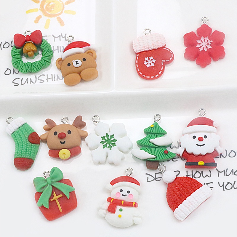 ถุงมือแฮนด์เมด ลายกวางเอลก์ สโนว์แมน ซานต้าคลอส คริสต์มาส diy