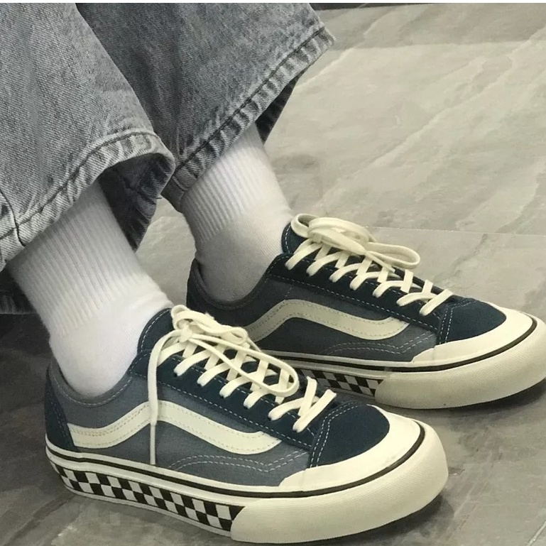 Vans VAN* STYLE 36 SF DECON blue checkerboard sports casual men's and women's canvas shoes-1740