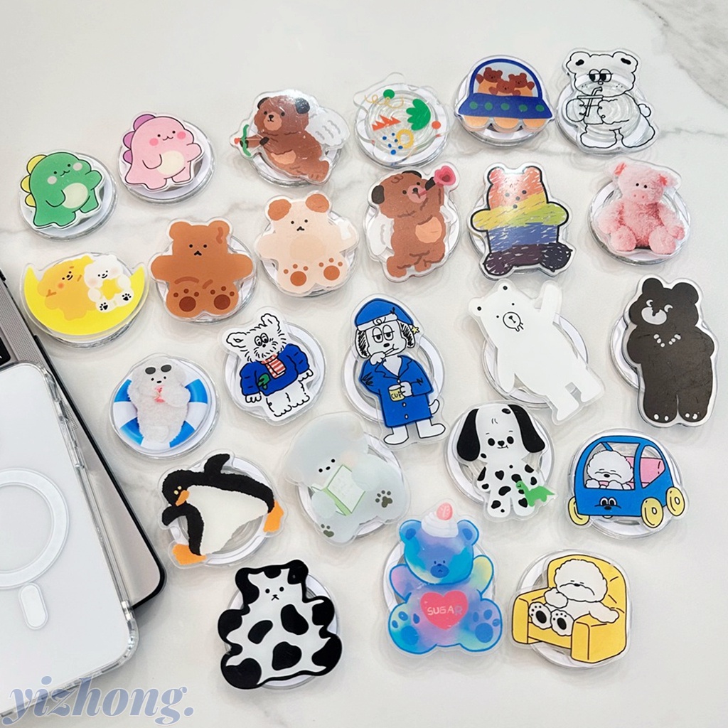 ขาตั้งโทรศัพท์มือถือ แบบแม่เหล็ก รูปหมี สุนัข ลูกสุนัข เพนกวินน่ารัก พับได้ กันตก สําหรับแท็บเล็ต