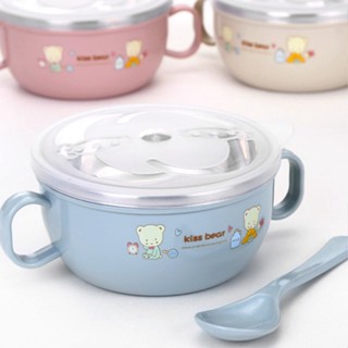 โรงเรียนอนุบาล ชามสเตนเลส 304 กันความร้อน แบบมีฝาปิดและช้อน …