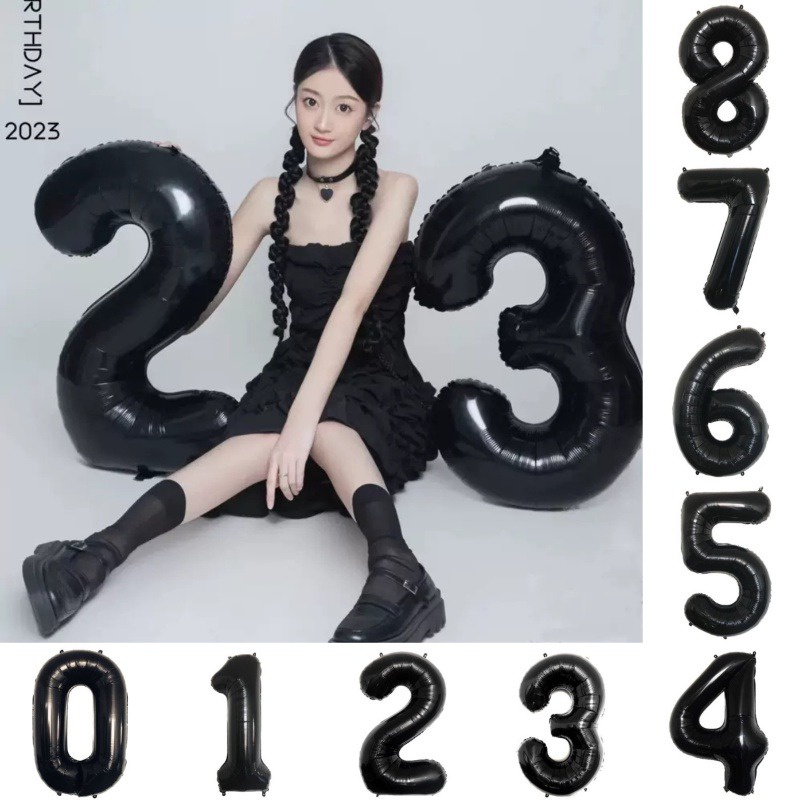 ขายดี ลูกโป่งฟอยล์ดิจิทัล ฮีเลียม 32 นิ้ว 0-9 สีดํา สําหรับตกแต่งปาร์ตี้วันเกิด วันครบรอบ เบบี้ชาวเวอร์