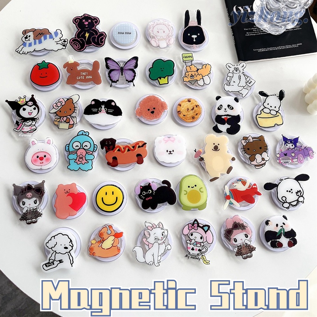 ขาตั้งโทรศัพท์มือถือ แบบแม่เหล็ก ป้องกันการตก ลายเฮลโลคิตตี้ ผีเสื้อ และคิตตี้ สําหรับโทรศัพท์มือถือ แท็บเล็ต