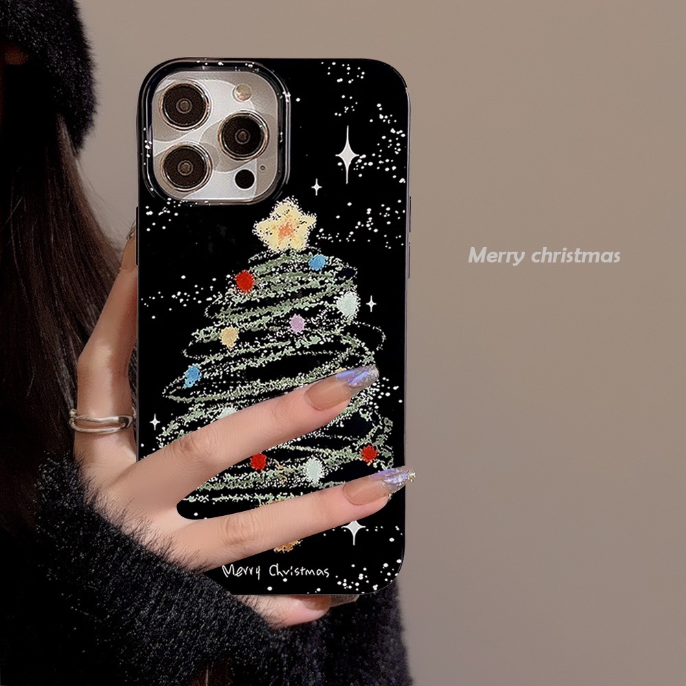 เคสโทรศัพท์มือถือ ซิลิโคน tpu กันกระแทก ลายต้นคริสต์มาส สําหรับ iphone 11 12 13 14 15 pro max plus x xr xs max 7 8 plus se2020