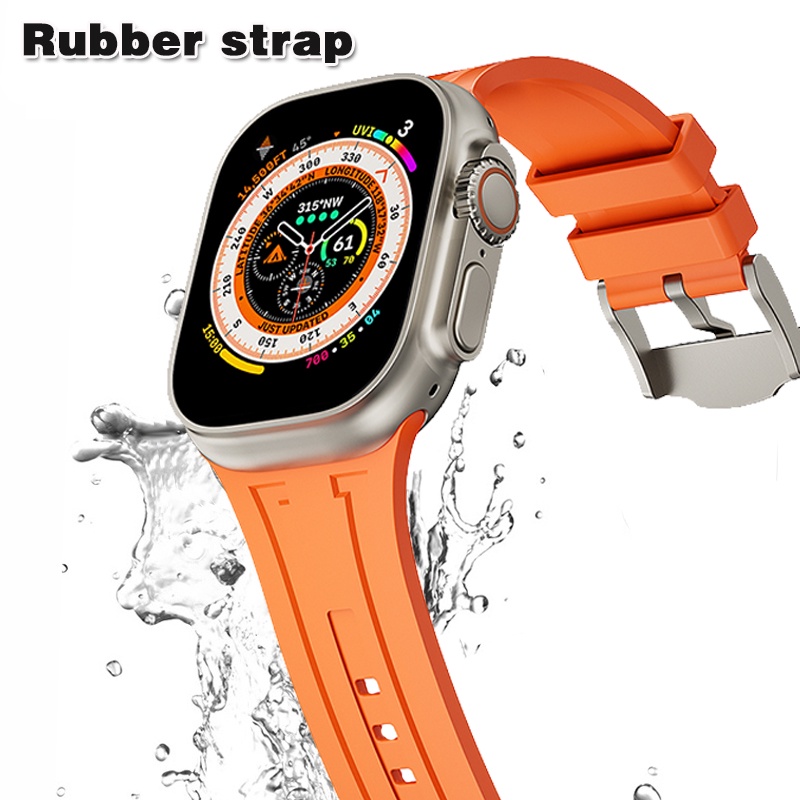 สายนาฬิกาข้อมือยางฟลูออรีน สําหรับ Apple watch series 9 8 7 6 5 4 3 se i watch ultra 2 49 มม. 45 44 41 42 38 40 มม.