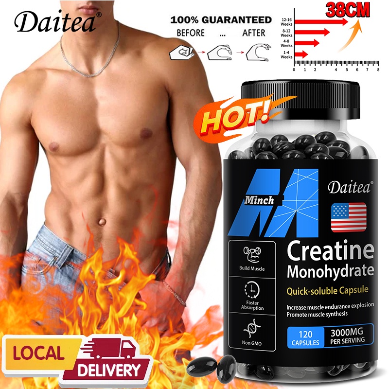 แคปซูลโมโนไฮเดรต Minch Creatine Monohydrate Boosts Strength สร้างกล้ามเนื้อ และเพิ่มประสิทธิภาพ เป็นมิตรกับคีโต 3000 มก.