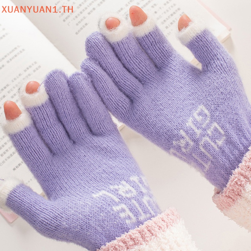 Xuan ถุงมือผ้าขนสัตว์ถัก แบบหนา ให้ความอบอุ่น หน้าจอสัมผัส กันรั่วซึม ให้ความอบอุ่น เหมาะกับฤดูหนาว สําหรับกลางแจ้ง