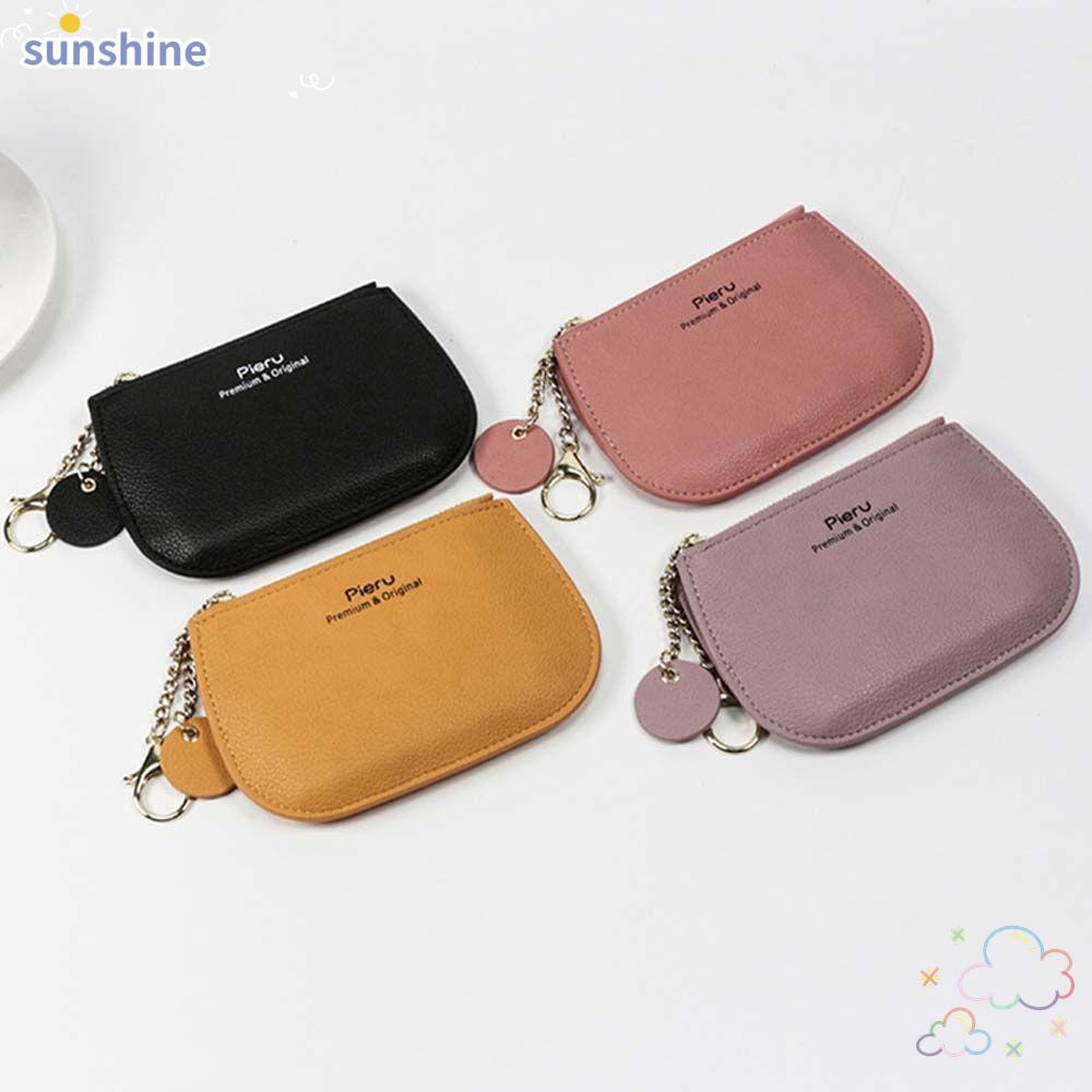 Ssunshine กระเป๋าสตางค์ใบสั้น มีซิป ขนาดเล็ก แบบพกพา ใส่บัตรเครดิต เงินสด เหรียญได้ สําหรับผู้หญิง